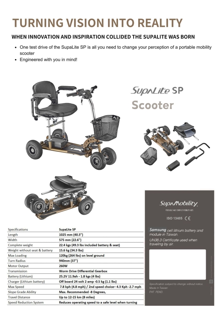 SupaScoota mobility scooter Supalite SP 